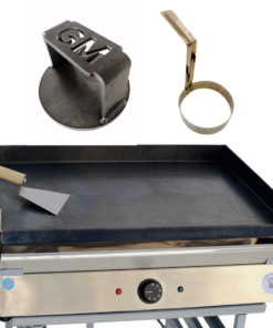 Combo Plancha Eléctrica Lisa Bifera Hamburguesera Acero Inoxidable + Smasher + Molde Para Huevo