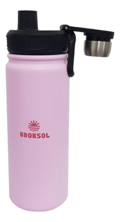 Botella Térmica Deportiva Broksol Rosa 650 Ml A Rosca Acero Rosa - Imagen 5