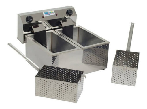 Freidora Electrica Doble Lourdes Acero Inox Automatica 16 Lt Color Acero Inoxidable