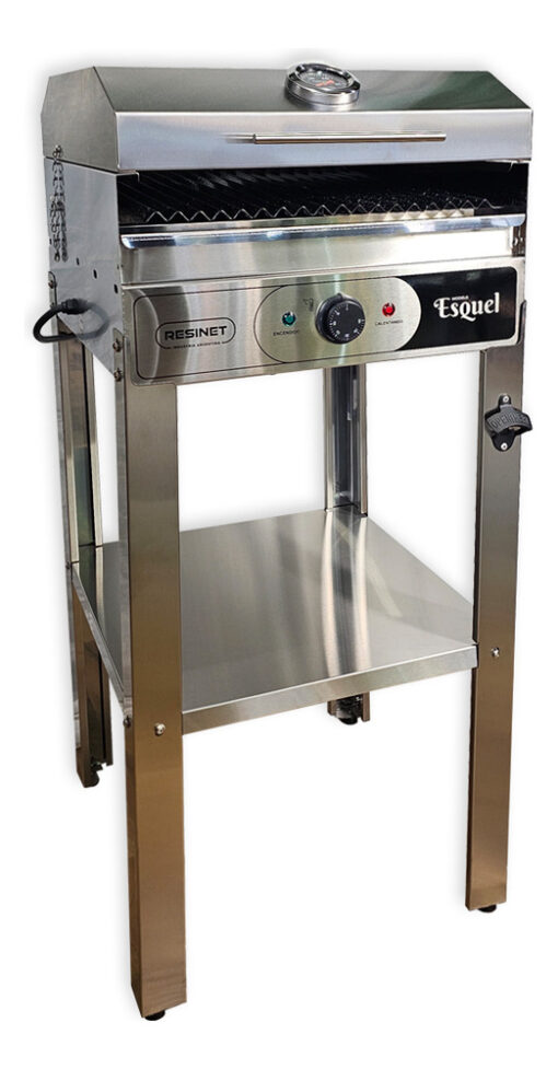 Parrilla Electrica Esquel Resinet Acero Inox Con Base Y Funda - Imagen 3