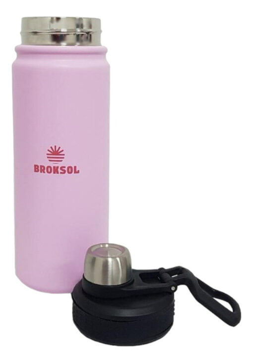 Botella Térmica Deportiva Broksol Rosa 650 Ml A Rosca Acero Rosa - Imagen 6