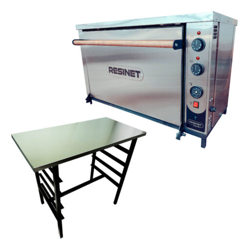 Horno Pizzero Eléctrico 8 Moldes Resinet Gratinador + Base