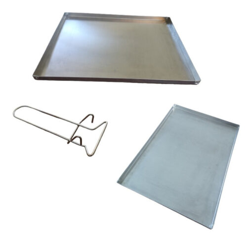 Pack 2 Bandejas Aluminio 44x32x2 + Pinza Panaderia Horno