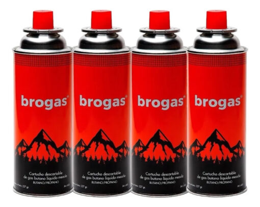 Pack 4 Cartucho Gas Butano Brogas 466-1 227gr Anafe Camping Pesca - Imagen 4