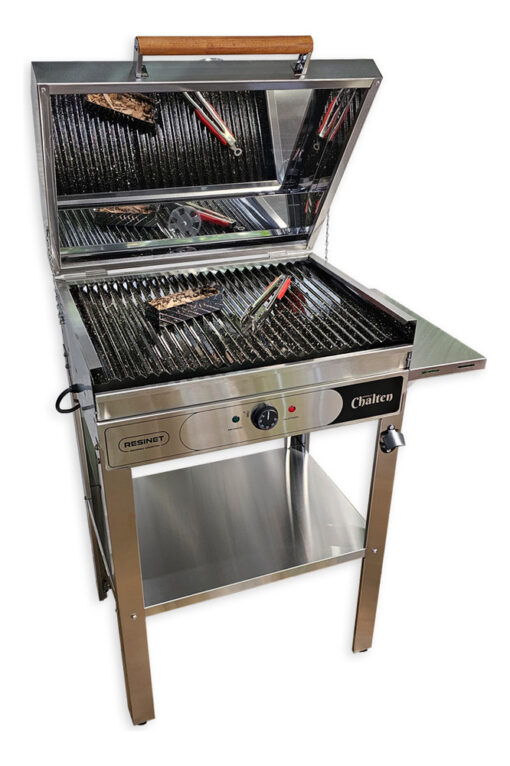 Parrilla Eléctrica Balcón Acero Base Funda Ahumador Resinet - Imagen 3