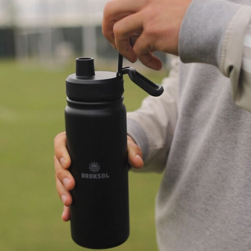 Botella Térmica Deportiva Broksol 650 Ml Acero Negro A Rosca Negro - Imagen 6