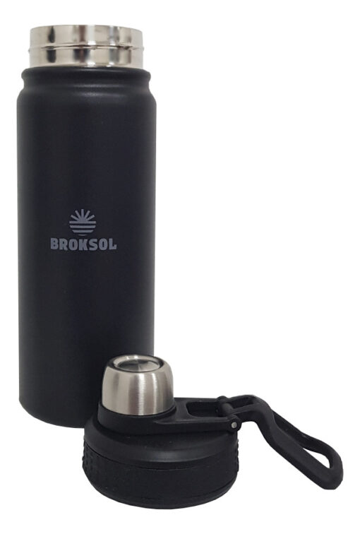 Botella Térmica Deportiva Broksol 650 Ml Acero Negro A Rosca Negro